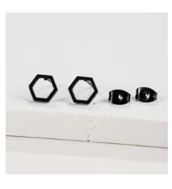 Metal Hexagon Earring Studs