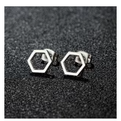 Metal Hexagon Earring Studs