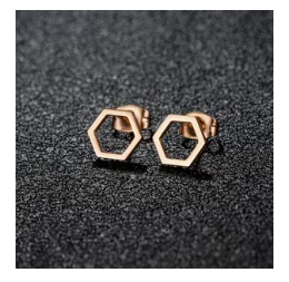 Metal Hexagon Earring Studs