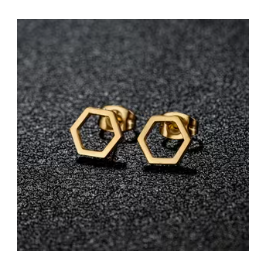 Metal Hexagon Earring Studs